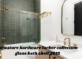 signature hardware farber collection glass bath shelf 5812